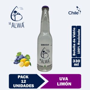 Agua Saborizada Uva Limón - Vidrio 330 ml Caja 12 unidades